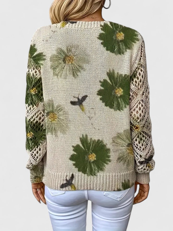 Birgitta | Stilren trøje med blomsterprint