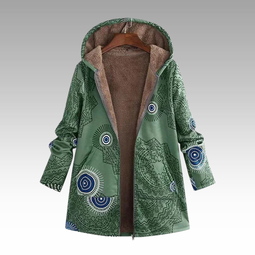 Birgitta | Varm og Blød Hoodiejakke – Boho-stil møder vinterkomfort
