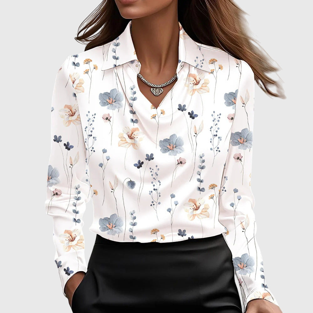 Birgitta | Elegant Bluse med Blomstertryk