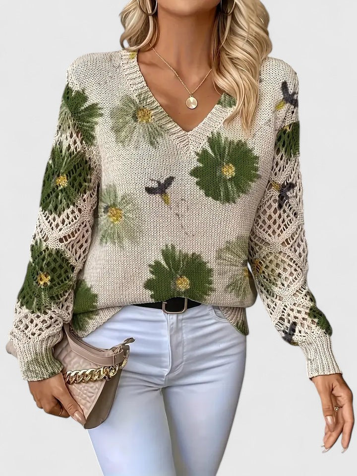 Birgitta | Stilren trøje med blomsterprint