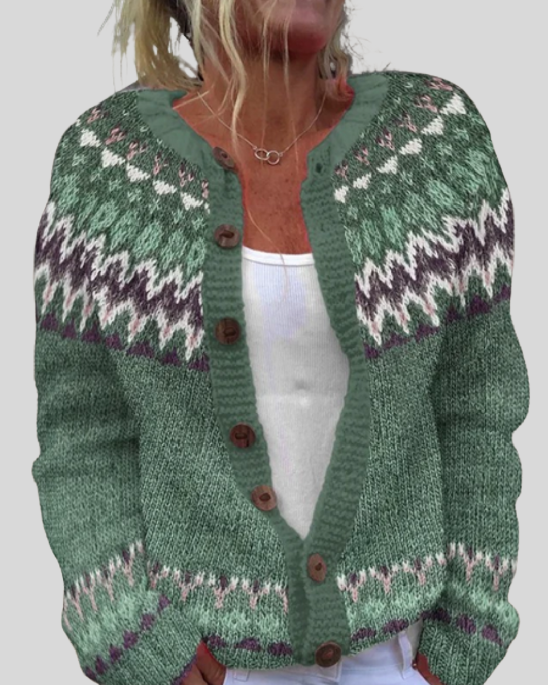 Birgitta | Rosa Løs Pasform Trykt Cardigan