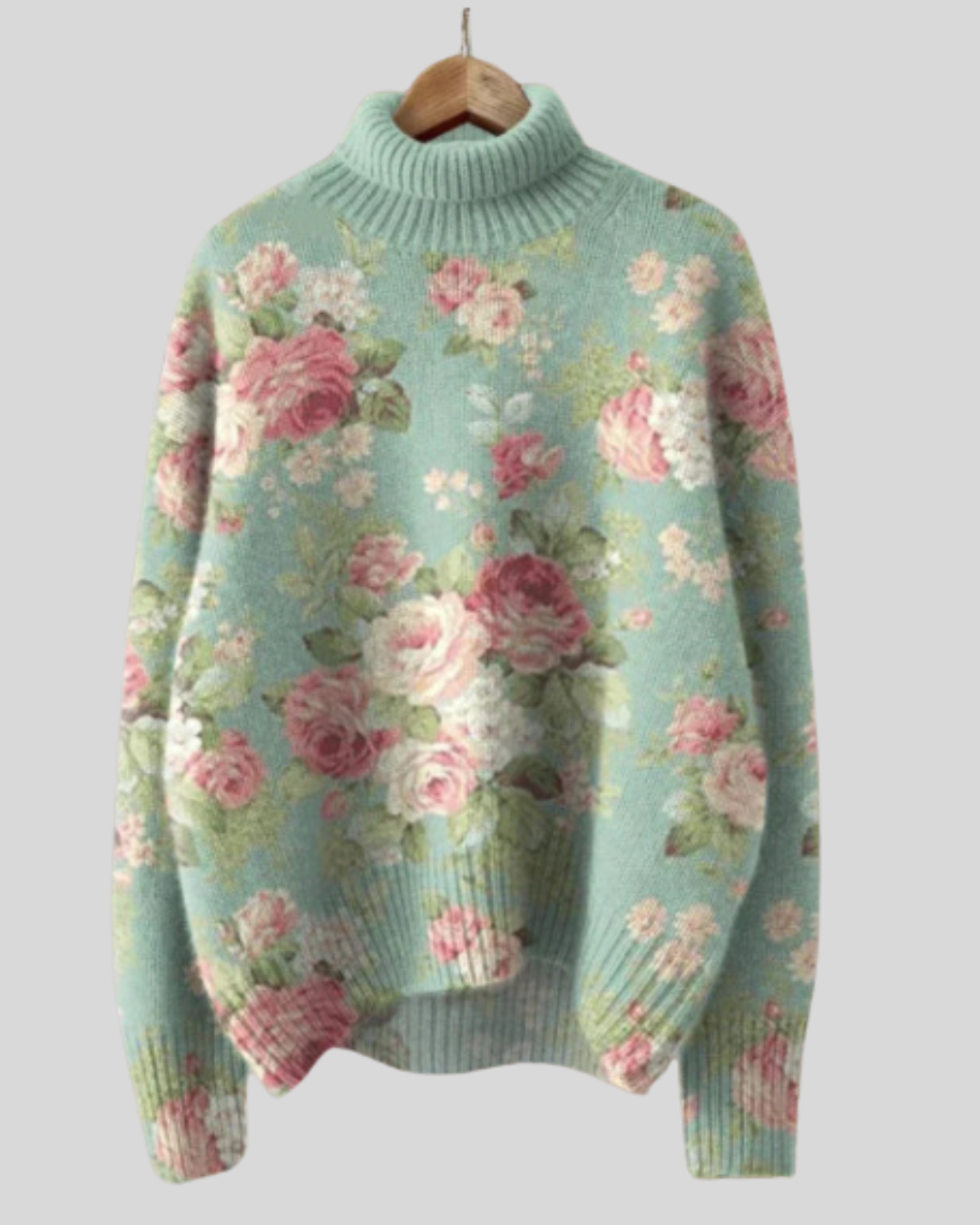 Birgitta | Varm Efterårs- Vintertrøje med Blomsterprint
