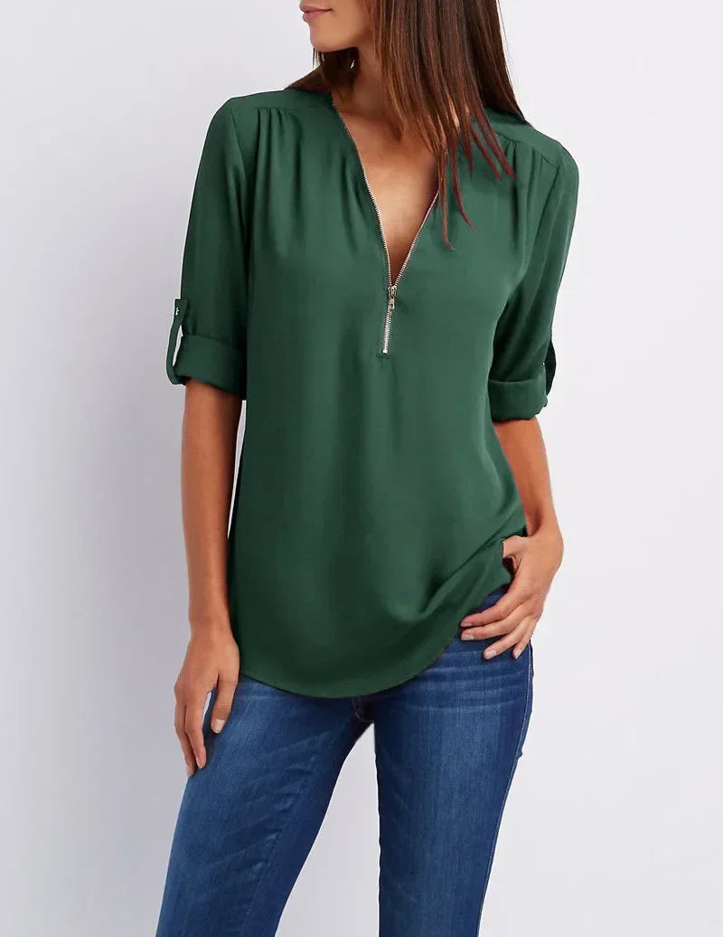 Birgitta | Ronja Elegant top med lynlås