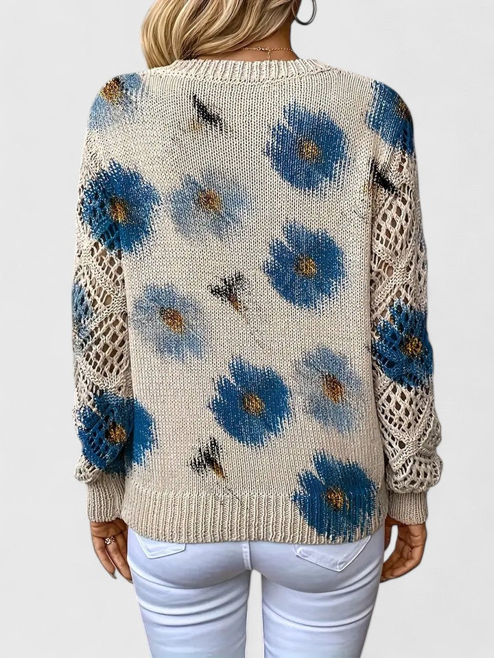 Birgitta | Stilren trøje med blomsterprint