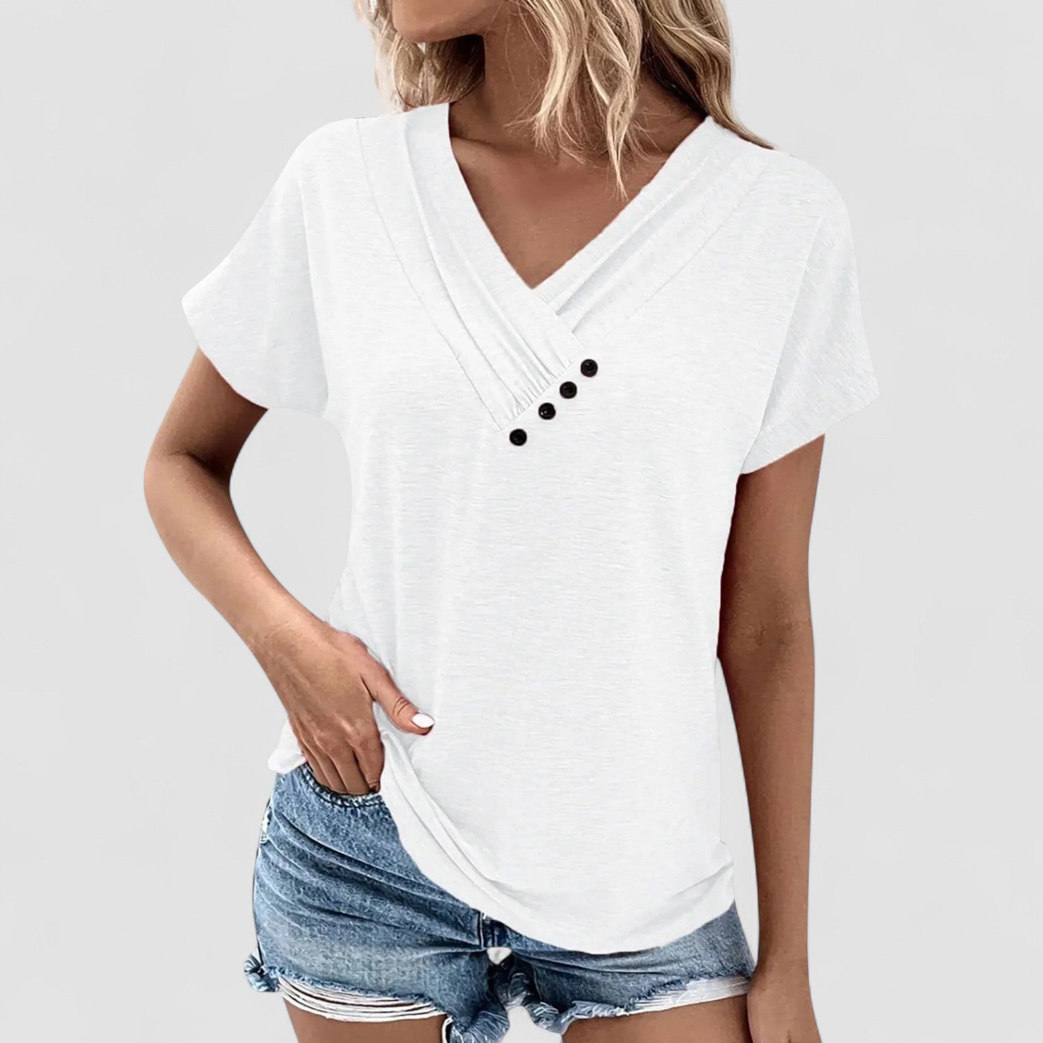 Birgitta | Rynket top med knapper