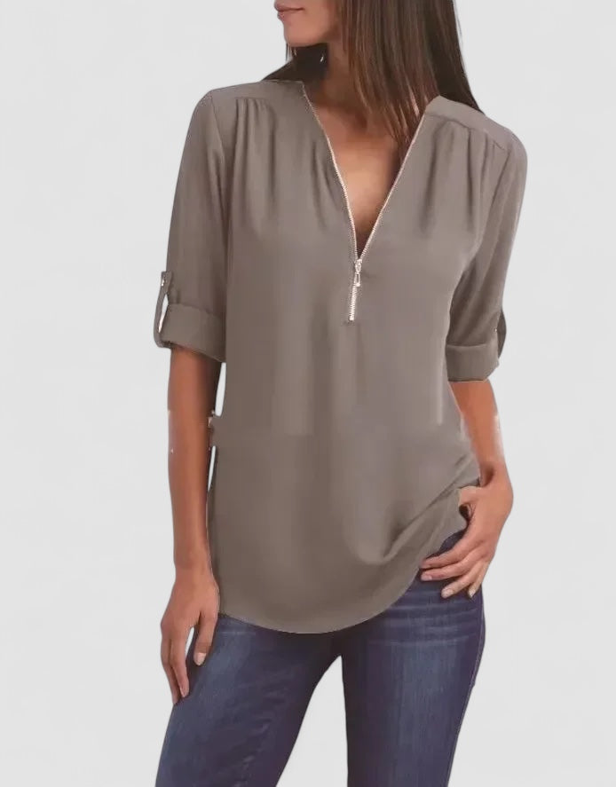 Birgitta | Ronja Elegant top med lynlås