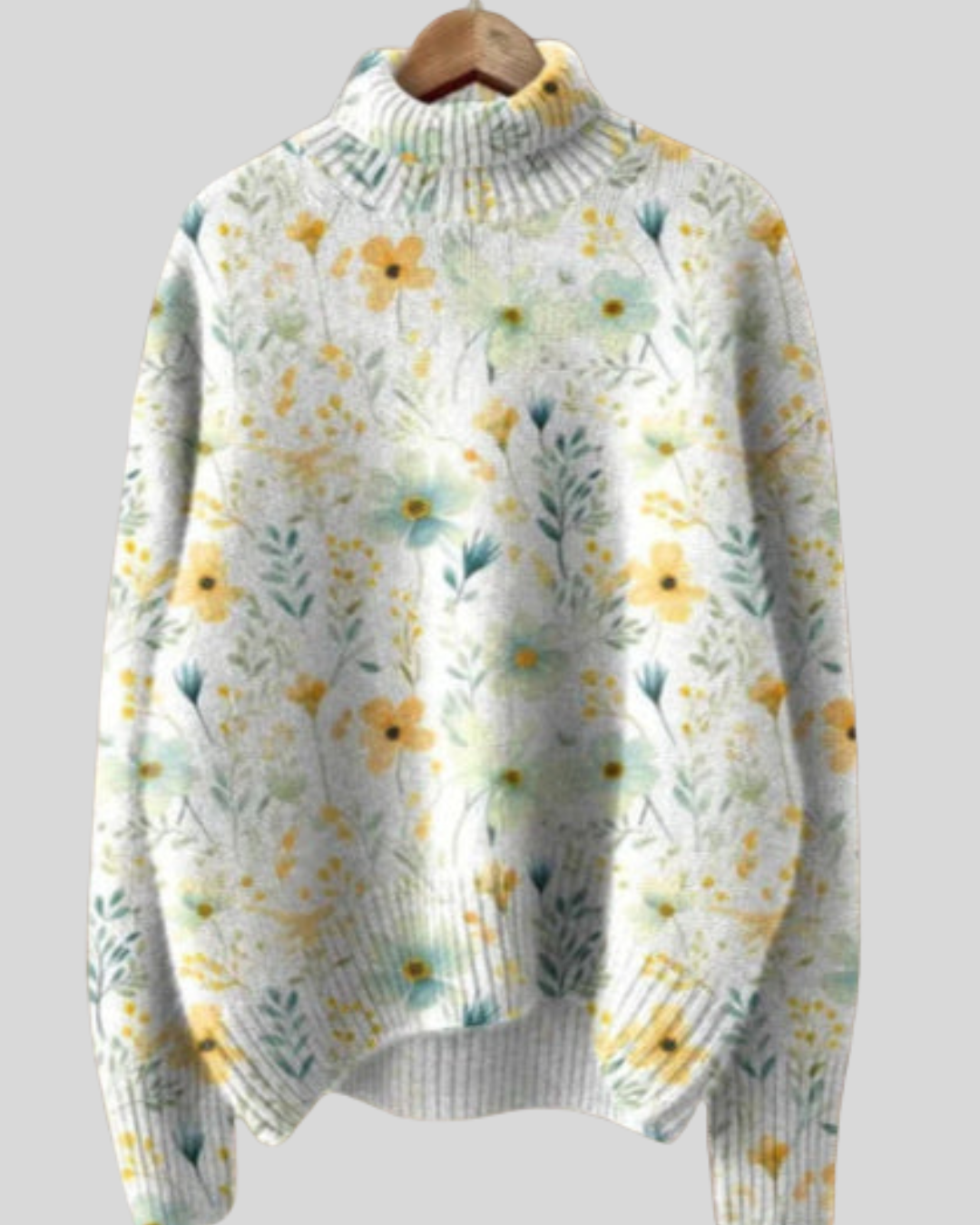 Birgitta | Varm Efterårs- Vintertrøje med Blomsterprint