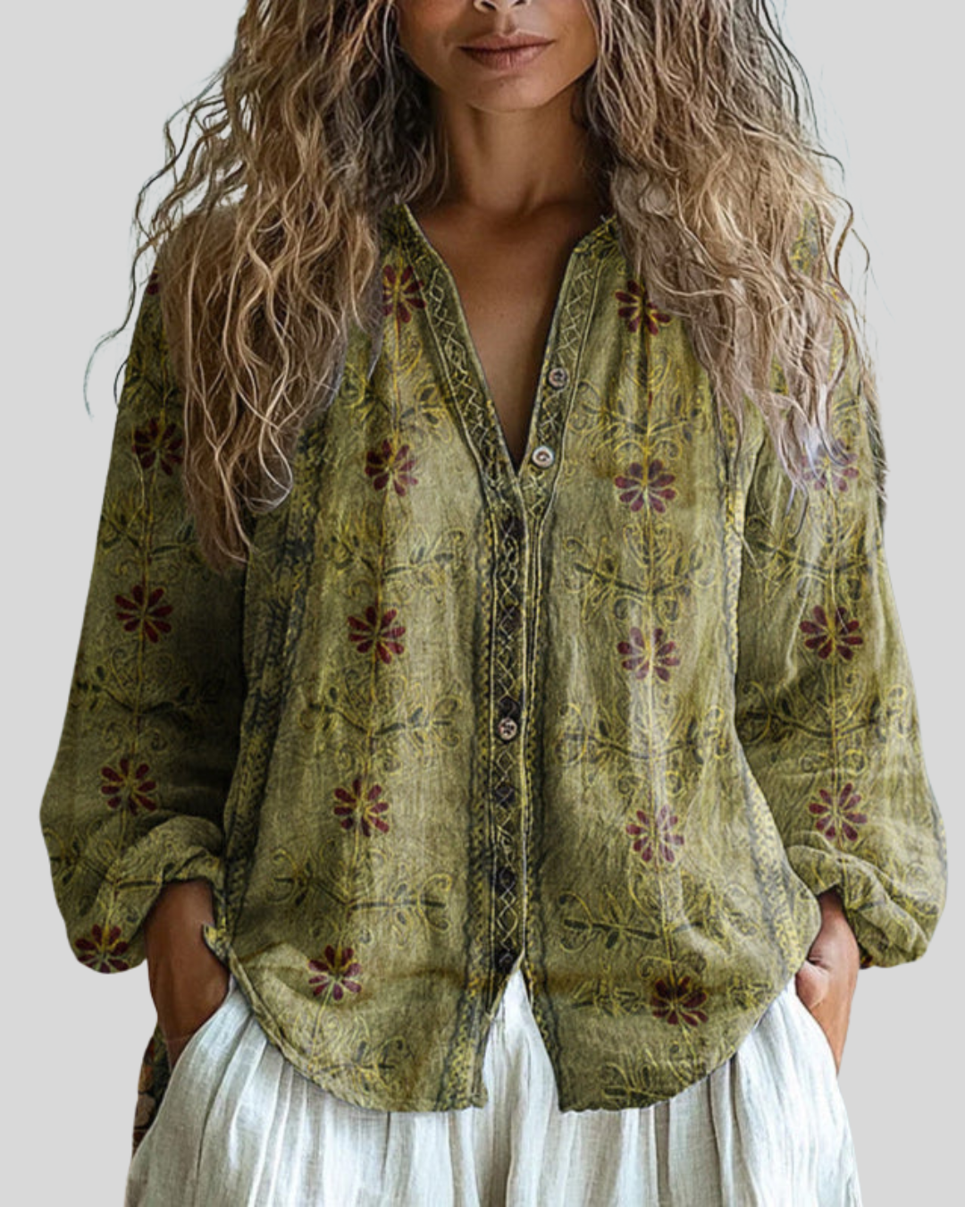 Birgitta | Afslappet Bluse med Naturtryk