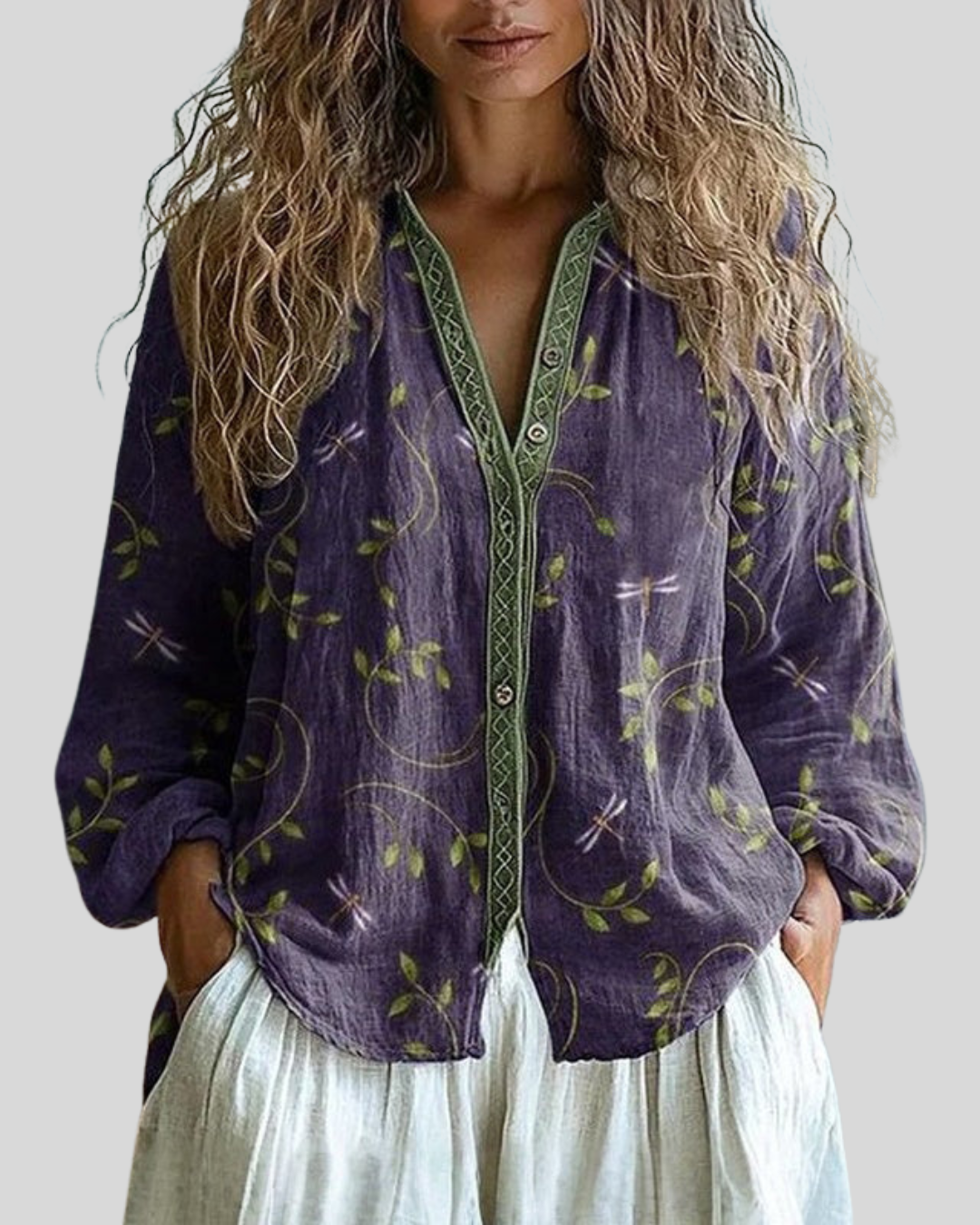 Birgitta | Afslappet Bluse med Naturtryk