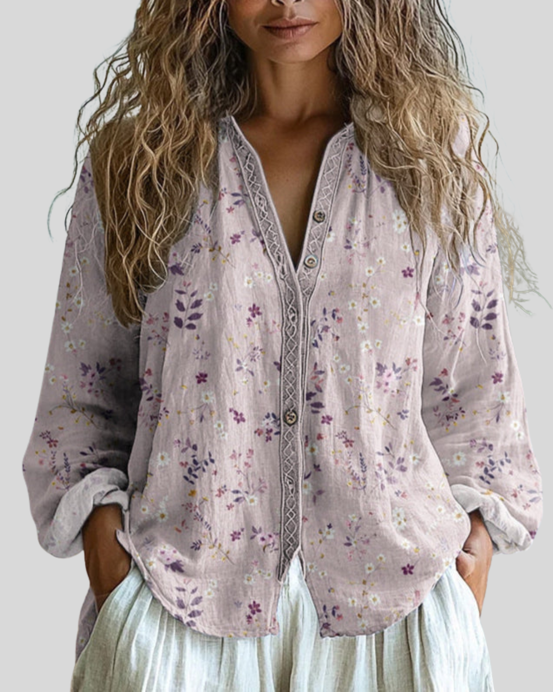 Birgitta | Afslappet Bluse med Naturtryk