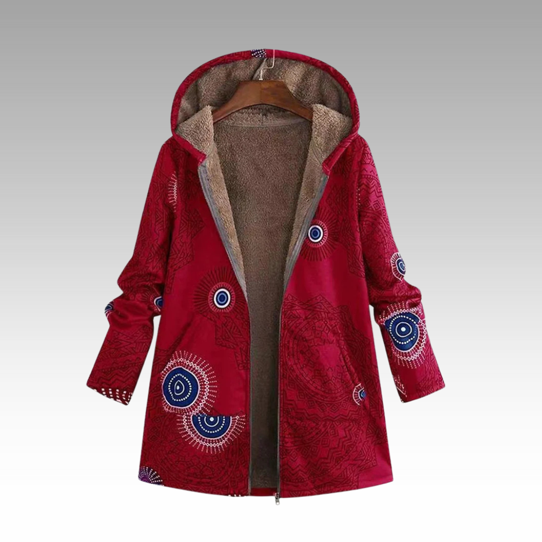 Birgitta | Varm og Blød Hoodiejakke – Boho-stil møder vinterkomfort