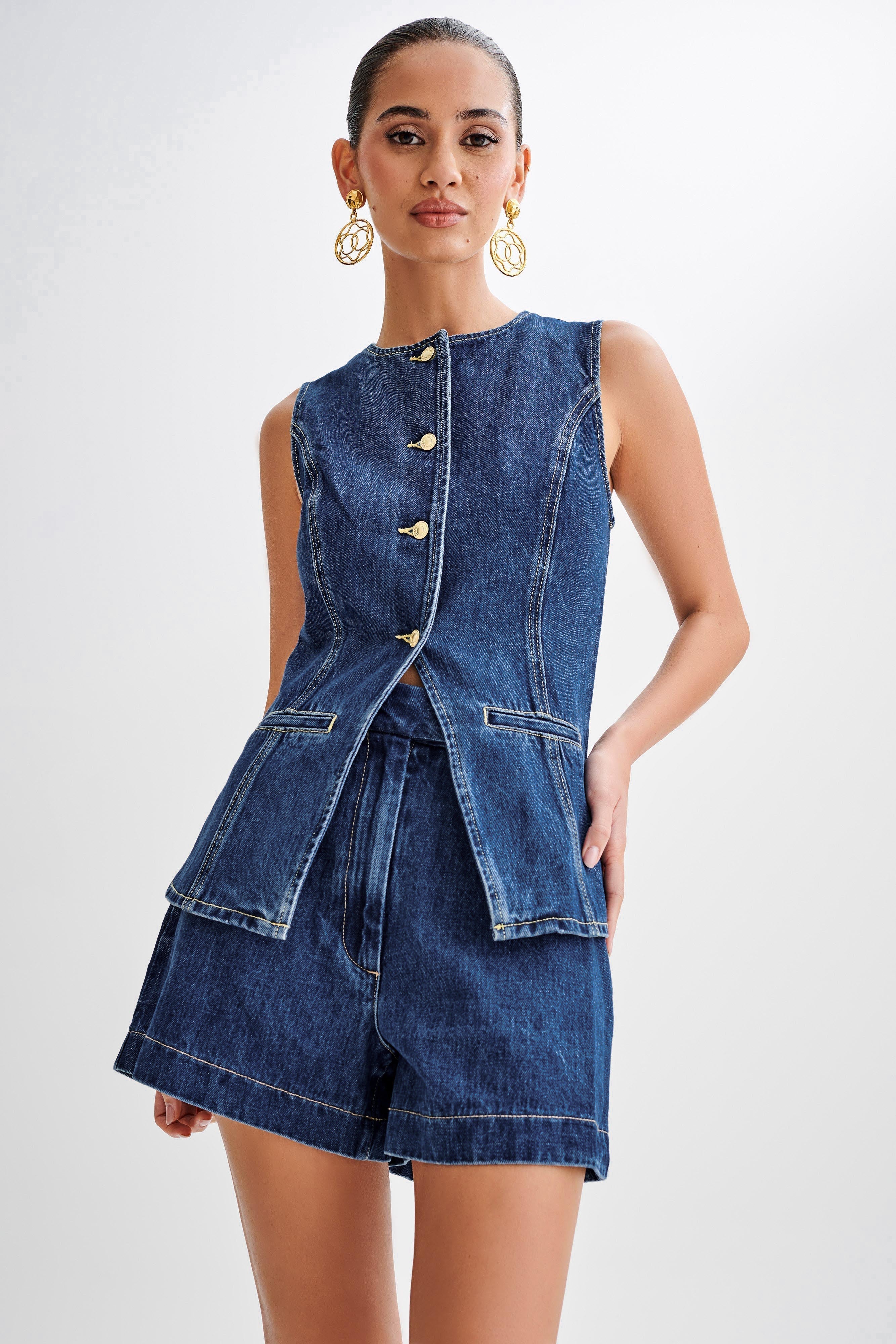 Birgitta | Trendy denim sæt med knapper
