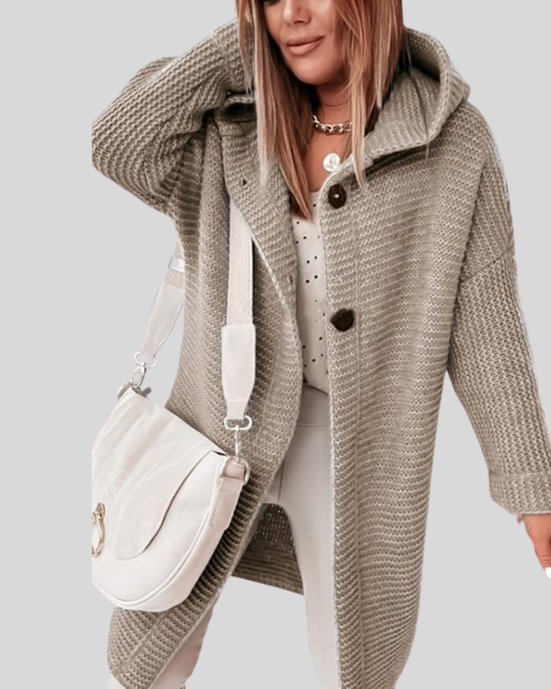 Birgitta | Casual Lang Cardigan med Knapper