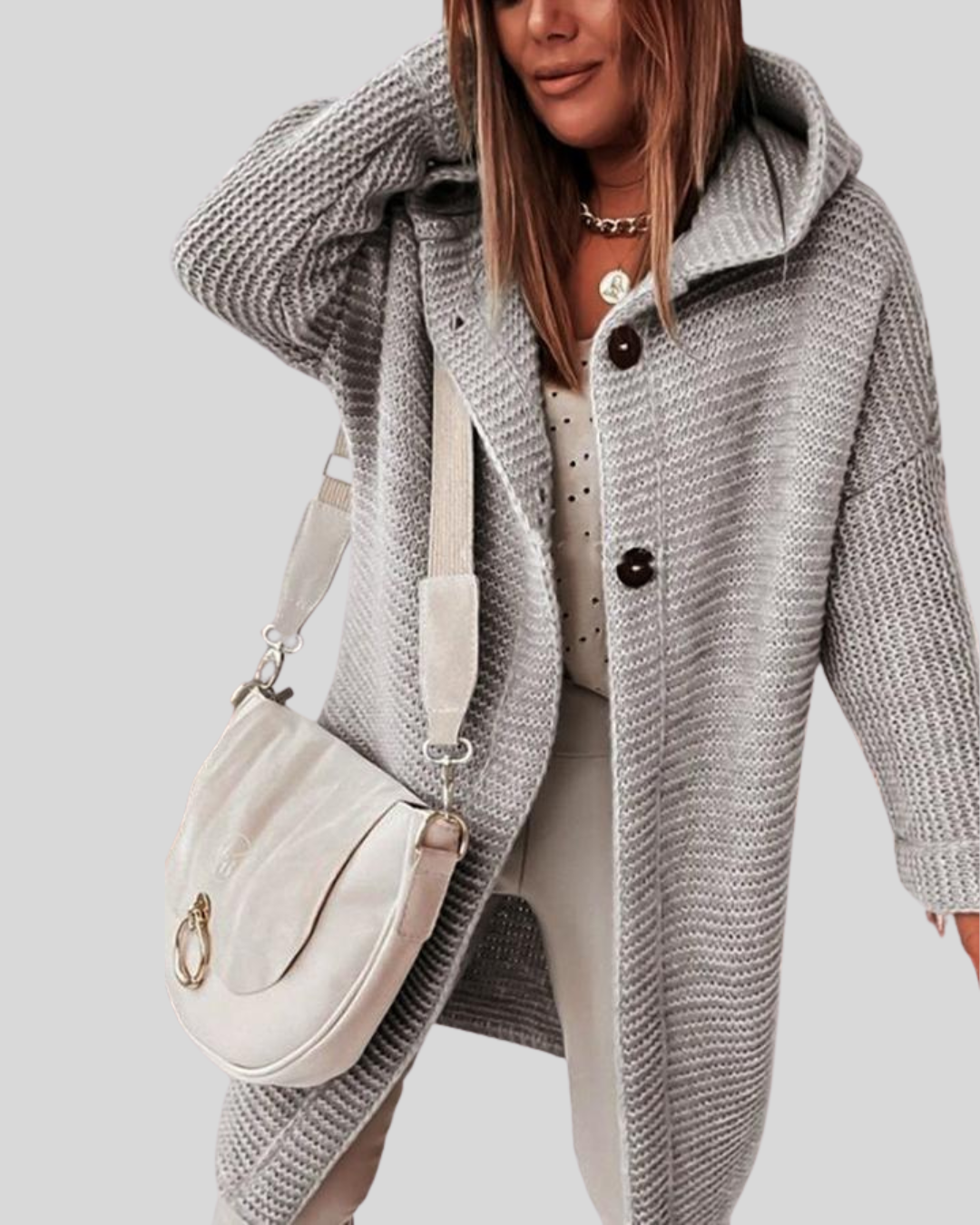 Birgitta | Casual Lang Cardigan med Knapper
