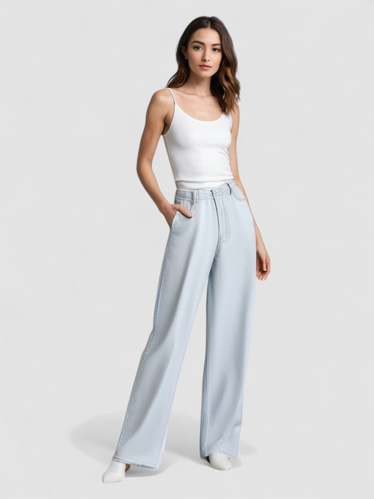 Birgitta | Udsatte Jeans Blå Gletsjer
