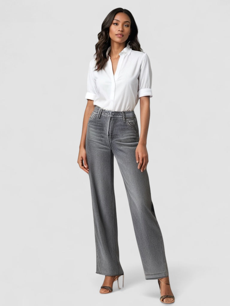 Birgitta | Grå Udsvingede Jeans