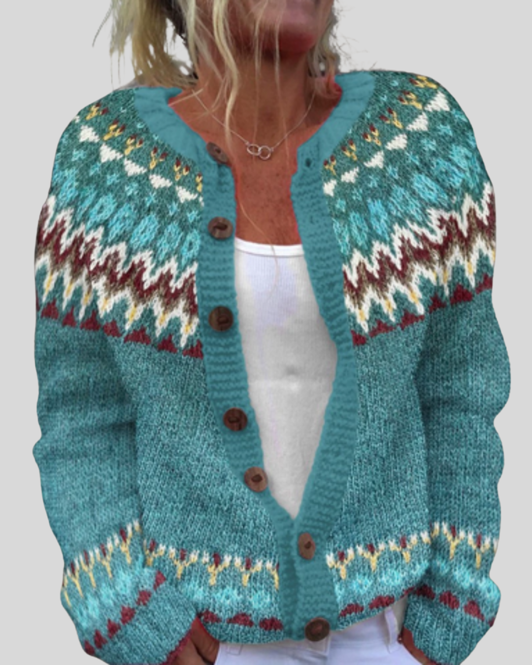 Birgitta | Rosa Løs Pasform Trykt Cardigan