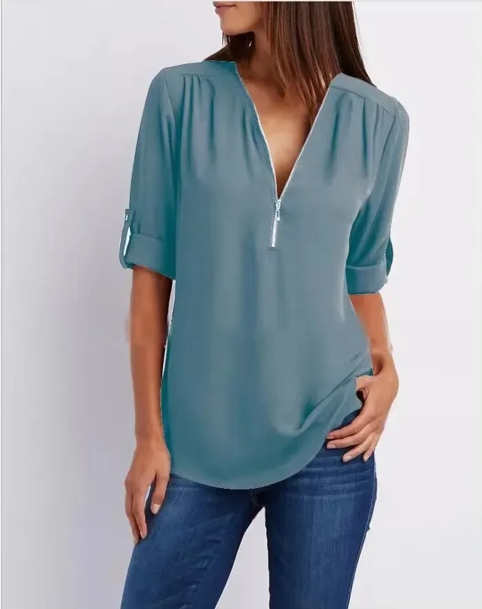 Birgitta | Ronja Elegant top med lynlås