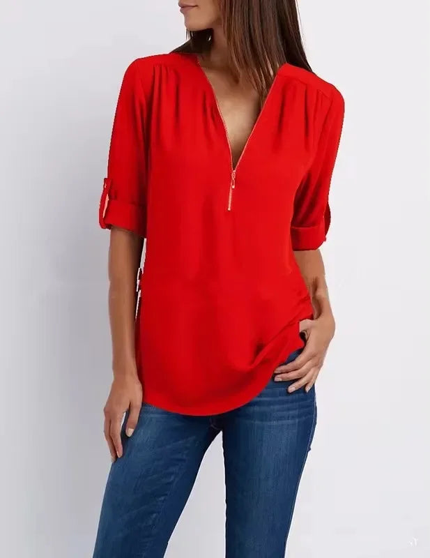 Birgitta | Ronja Elegant top med lynlås