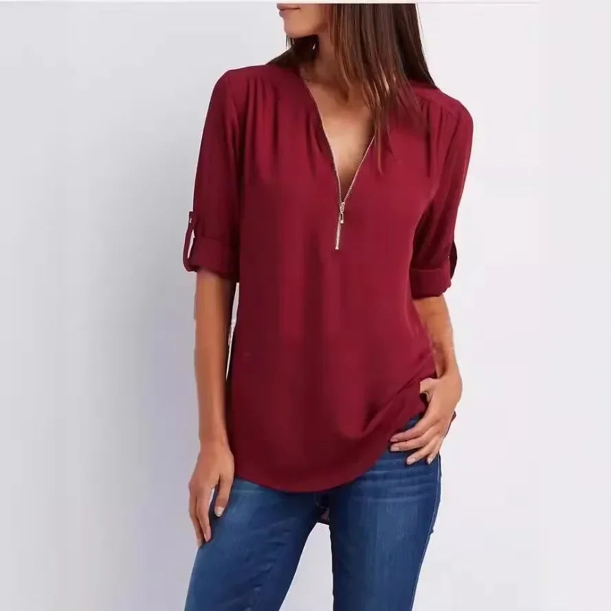 Birgitta | Ronja Elegant top med lynlås