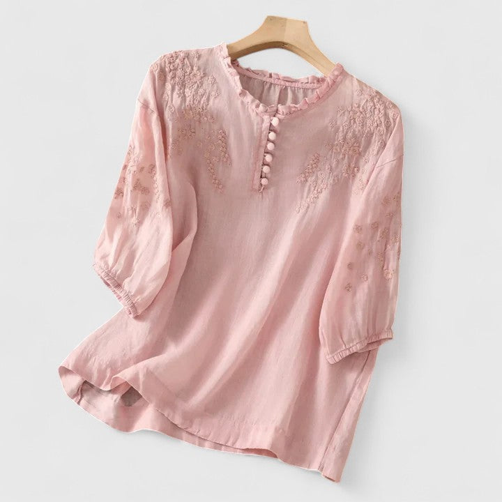 Birgitta | Sorelia – Blouse in cotton voile with embroidered shoulders