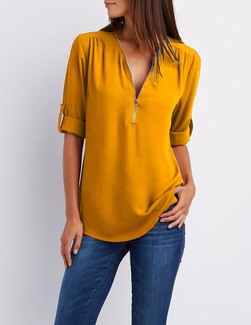 Birgitta | Ronja Elegant top med lynlås