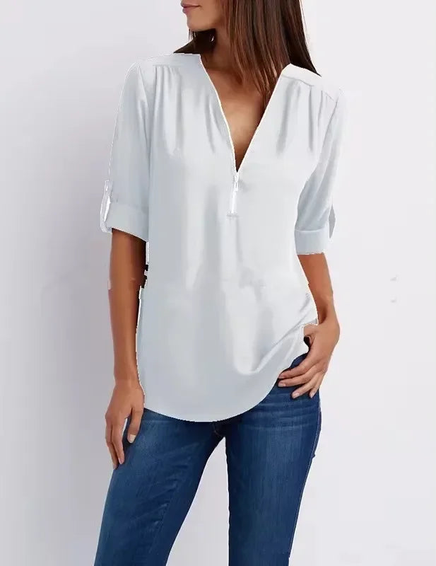 Birgitta | Ronja Elegant top med lynlås