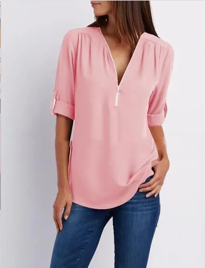 Birgitta | Ronja Elegant top med lynlås