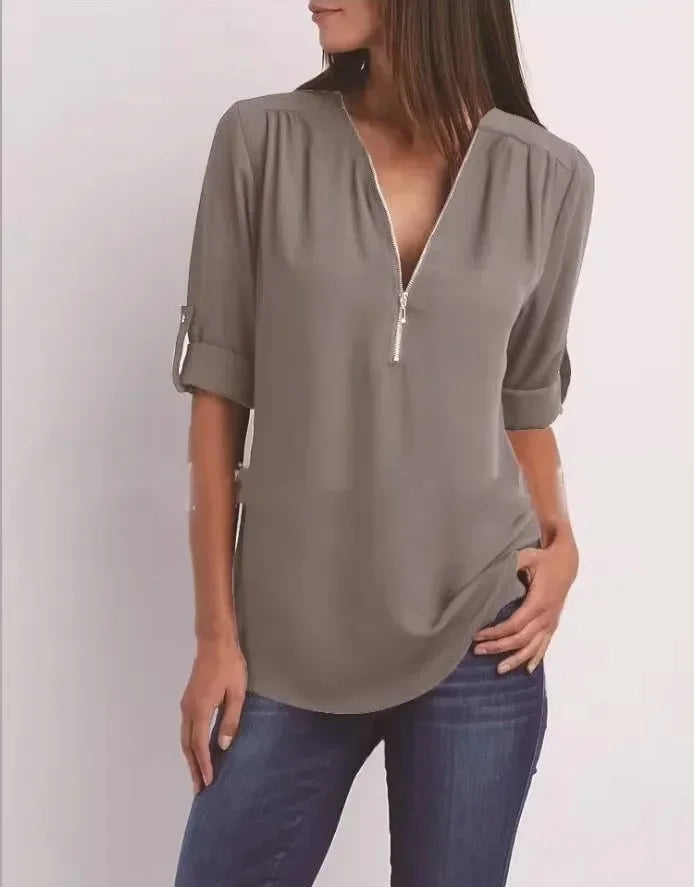 Birgitta | Ronja Elegant top med lynlås