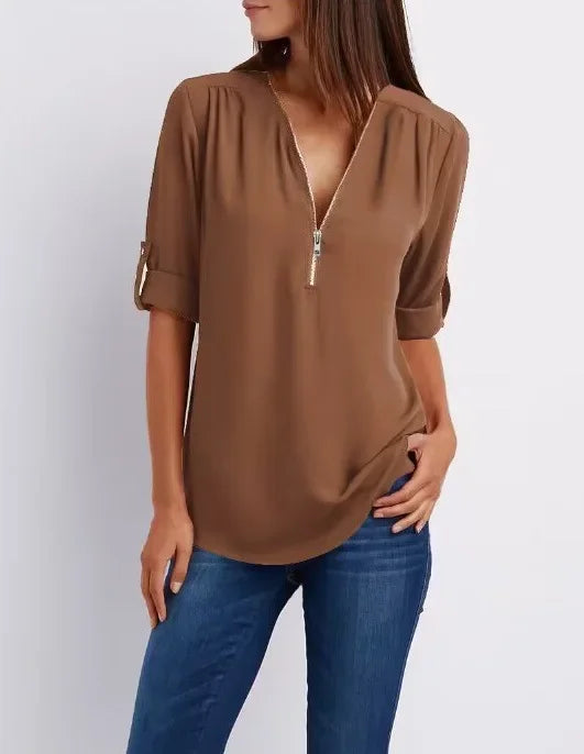 Birgitta | Ronja Elegant top med lynlås