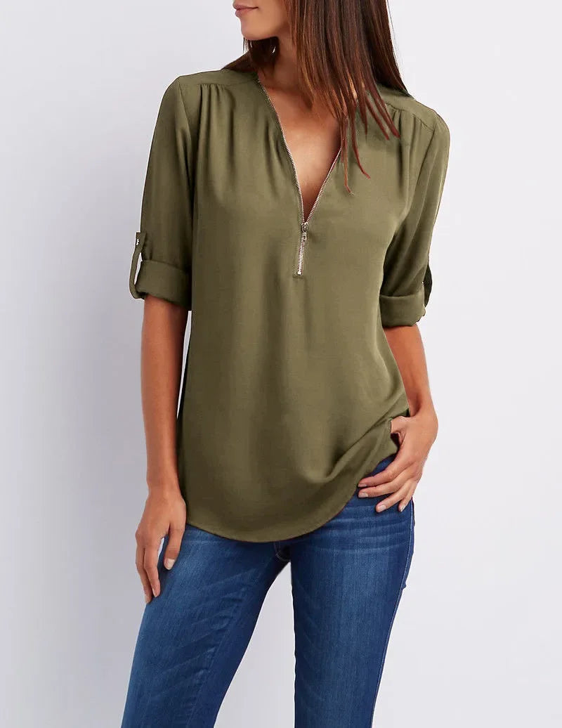 Birgitta | Ronja Elegant top med lynlås