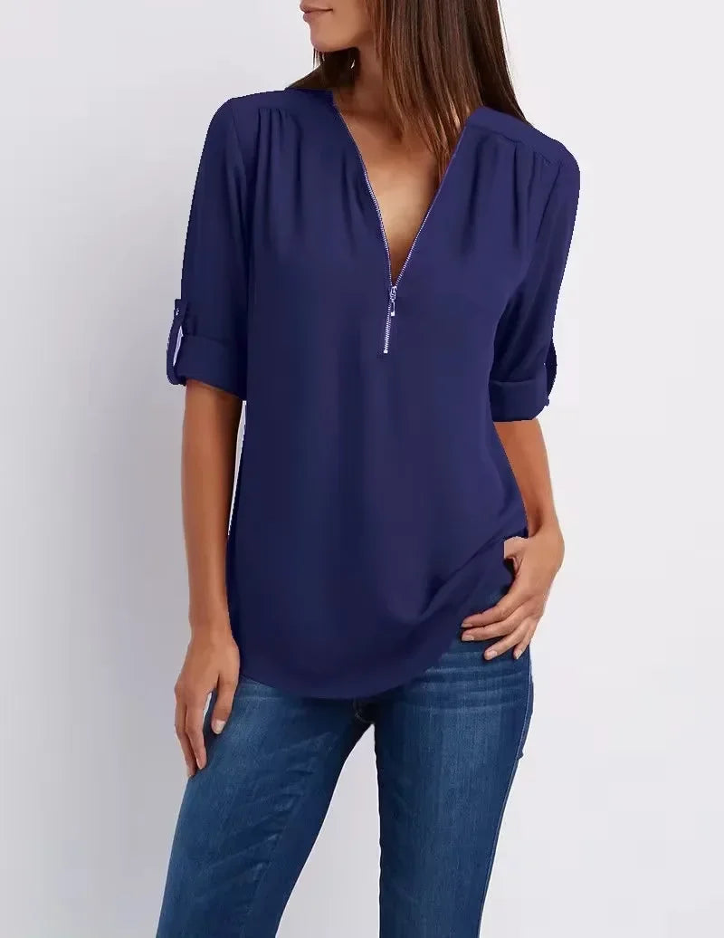 Birgitta | Ronja Elegant top med lynlås