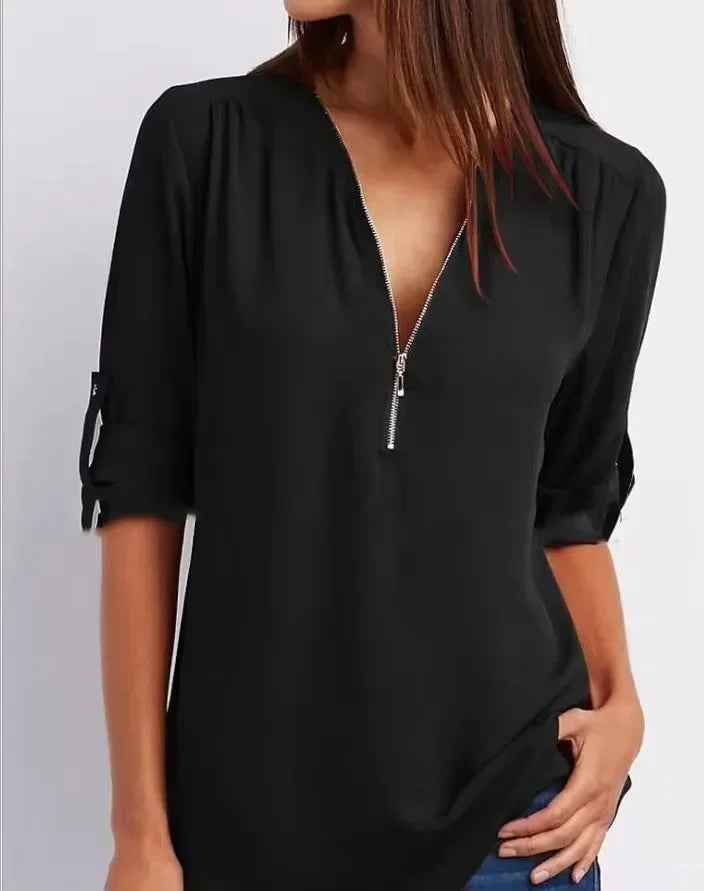 Birgitta | Ronja Elegant top med lynlås