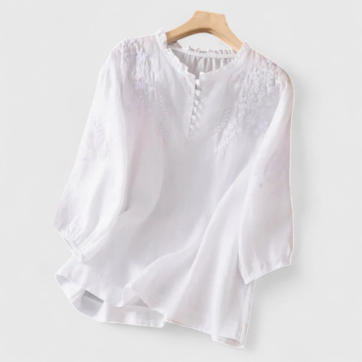 Birgitta | Sorelia – Blouse in cotton voile with embroidered shoulders