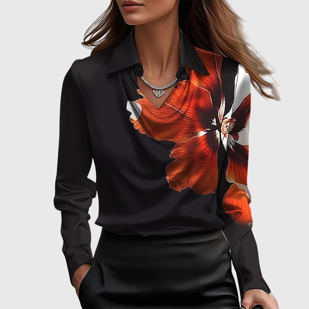 Birgitta | Elegant Bluse med Blomstertryk