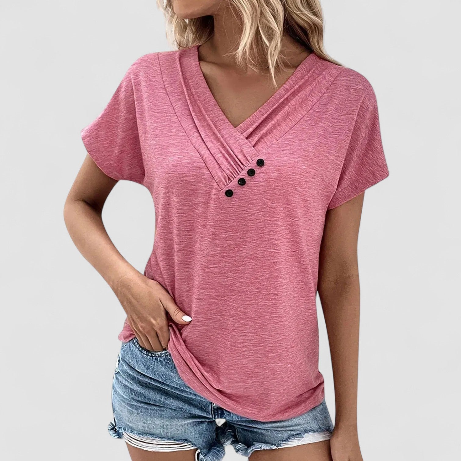 Birgitta | Rynket top med knapper