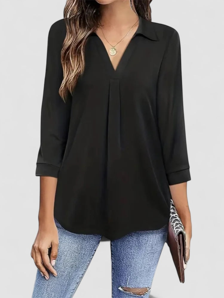 Birgitta | Elegant hverdagsbluse med V-udskæring